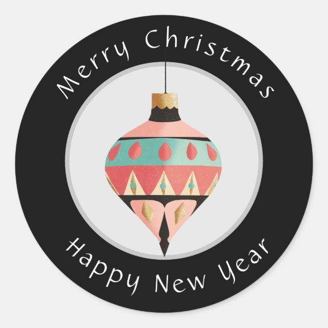 Adesivo Feliz Natal e Feliz ano novo Sticker (Frente)