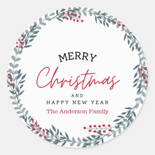 Adesivo Feliz Natal E Feliz ano novo Wreath