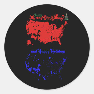 Adesivo Feliz Natal E Feliz Mapa Festivo Dos Eua
