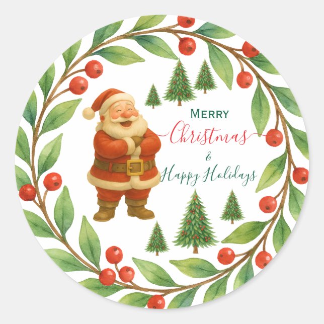 Adesivo Feliz Natal e Papais noeis de Férias Felizes Arte  (Frente)