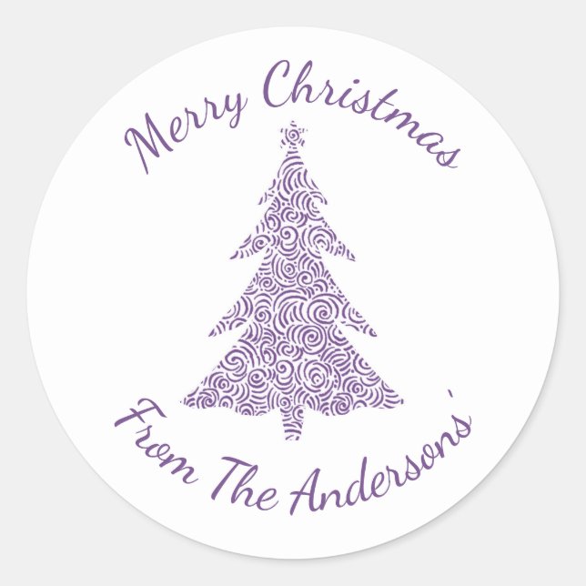 Adesivo Feliz Natal, elegante árvore de natal moderna (Frente)