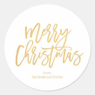 Adesivo Feliz Natal em Letra Simples Dourada e Branca