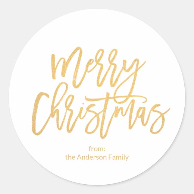 Adesivo Feliz Natal em Letra Simples Dourada e Branca (Frente)
