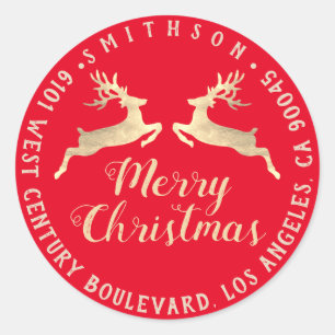 Adesivo Feliz Natal Endereço de Regresso RSVP Vermelho