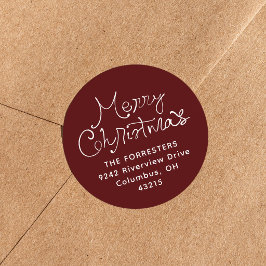 Adesivo Feliz Natal endereço de retorno marrom caprichoso