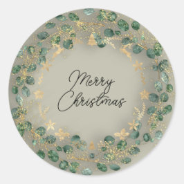 Adesivo Feliz Natal Enfumaçado de madeira verde da florest