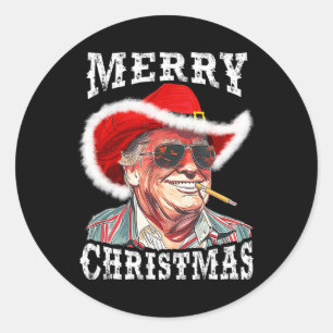 Adesivo Feliz Natal Engraçado Trump Western Cowboy Matchin