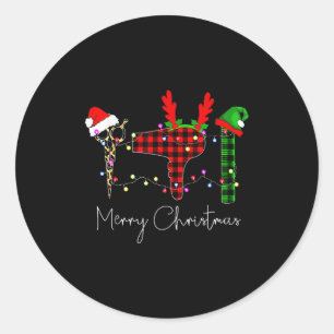 Adesivo Feliz Natal Estilista de Cabelo Divertido Ferramen