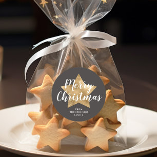 Adesivo Feliz Natal Estrela Dourada Marrom