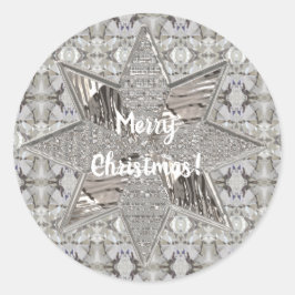 Adesivo Feliz Natal Estrela Elegante Faux Silver Foil