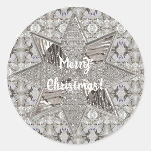 Adesivo Feliz Natal Estrela Elegante Faux Silver Foil