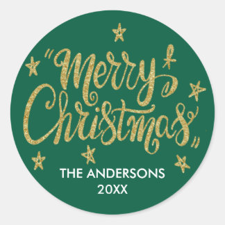 Adesivo Feliz Natal Estrelas Douradas Brilhantes