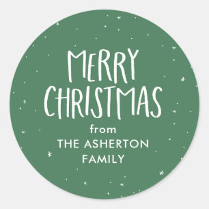 Adesivo Feliz Natal estrelas verdes simples pontos de féri