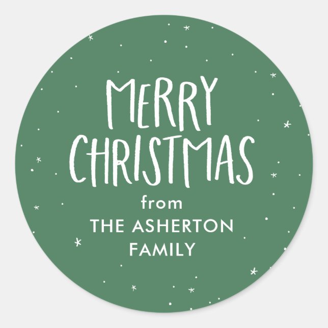 Adesivo Feliz Natal estrelas verdes simples pontos de féri (Frente)