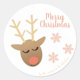 Adesivo Feliz Natal Fabuloso Reindeer Rosa Dourado