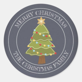 Adesivo Feliz Natal Família Nome Árvore de Natal