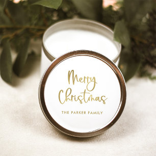 Adesivo Feliz Natal Faux Dourado em White Casual Script