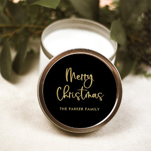 Adesivo Feliz Natal   Faux Dourado no Black Casual Script