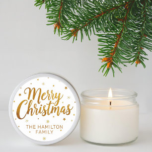 Adesivo Feliz Natal Faux Dourado Script Casual Floco de Ne
