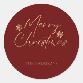 Adesivo Feliz Natal Faux Gold Foil Red Casual Script