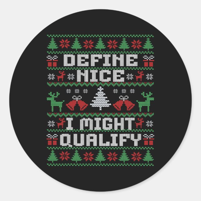 Adesivo Feliz Natal Feio Suéter - Define Nice (Frente)