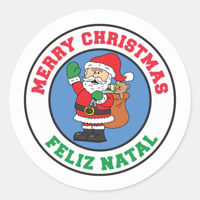 Adesivo Feliz Natal Feliz Felry Papais noeis de Natal (Frente)