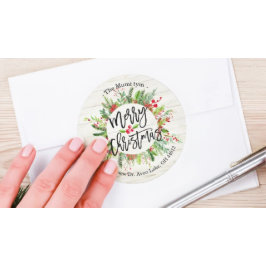 Adesivo Feliz Natal Feliz Feriado Holly Wreath