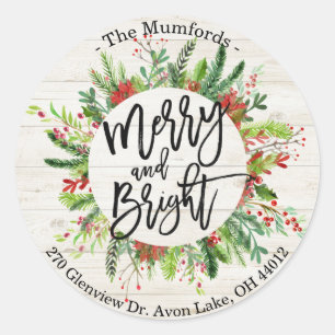 Adesivo Feliz Natal Feliz Feriado Holly Wreath