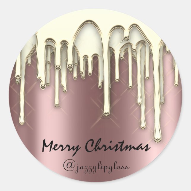 Adesivo Feliz Natal Feliz Feriados De Dourada Gota De Rosa (Frente)