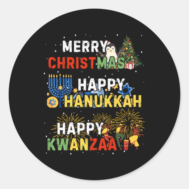 Adesivo Feliz Natal Feliz Hanukkah Happ (Frente)