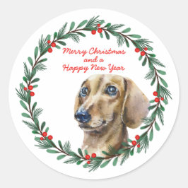 Adesivo Feliz Natal Feriado de Cachshund Dog Feriado