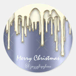 Adesivo Feliz Natal Feriados de Dourado Azul