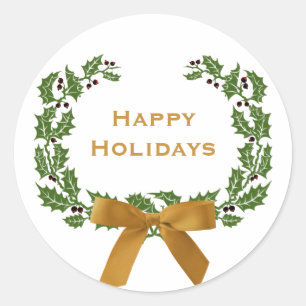 Adesivo Feliz Natal Feriados Holly Wreath Simples