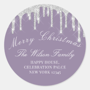 Adesivo Feliz Natal Feriados RSVP Enfumaçado Purple Silve