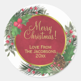 Adesivo Feliz Natal! Festivo Holly & Pine Holiday