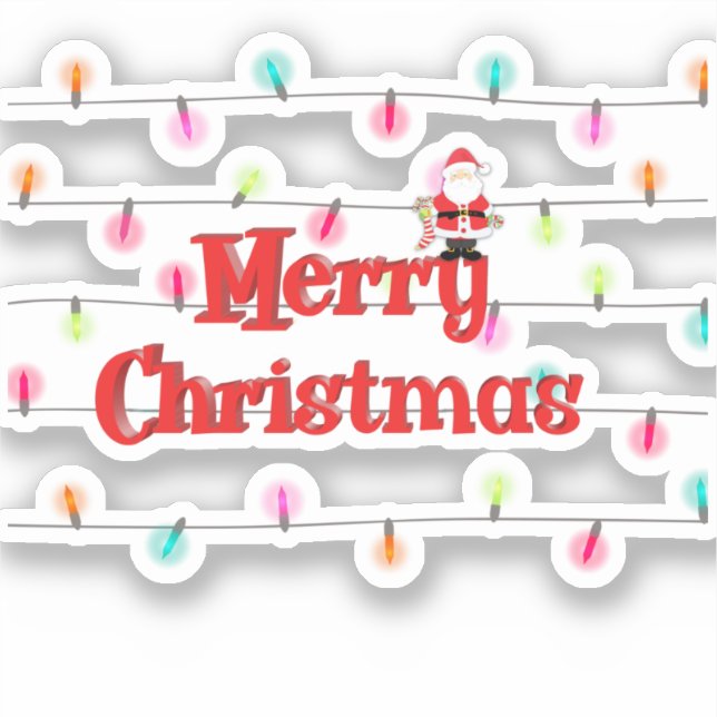 Adesivo Feliz Natal Festivo Luzes de Férias com Papais noe (Frente)