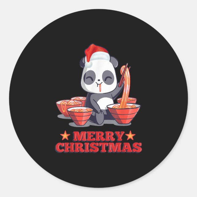 Adesivo Feliz Natal - Fingente Ramen Panda Noodles Japones (Frente)