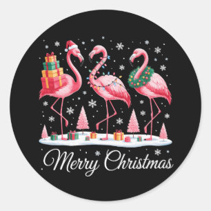 Adesivo Feliz Natal Flamingo Luz Chapéu do Papai Noel Nata