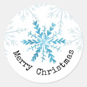 Adesivo Feliz Natal Floco de Neve Azul Bonito