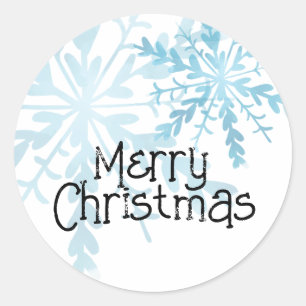 Adesivo Feliz Natal Floco de Neve Azul Fofo