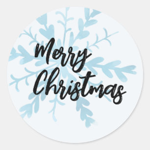 Adesivo Feliz Natal Floco de Neve Azul Fofo