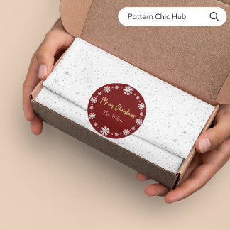 Adesivo Feliz Natal Floco de Neve Elegante Vermelho Modern