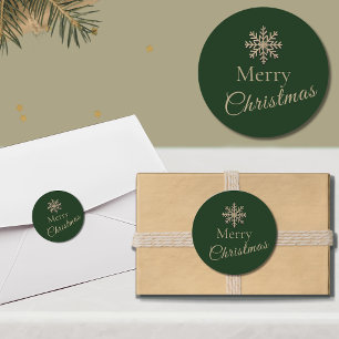 Adesivo Feliz Natal Floco de Neve Verde e Dourado