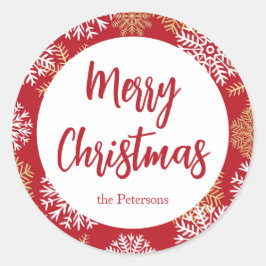 Adesivo Feliz Natal Floco de Neve Vermelho