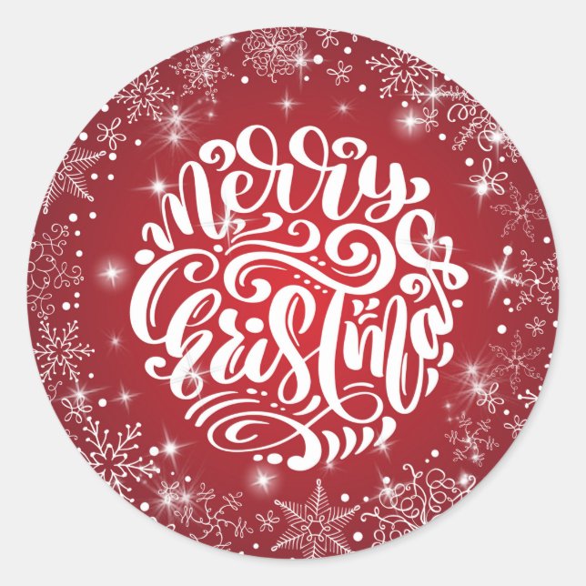 Adesivo Feliz Natal Floco de Neve Vermelho Faísca (Frente)