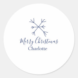 Adesivo Feliz Natal flocos de neve azuis adicionam nomes d