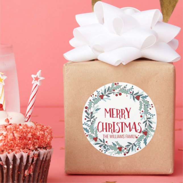 Adesivo Feliz Natal Flower Wreath Family (Festa)