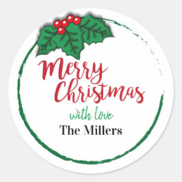 Adesivo Feliz Natal Folhas de Azevinho Personalizado 