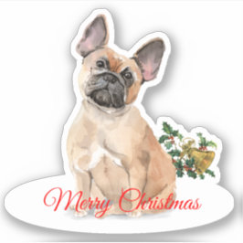 Adesivo Feliz Natal Francês Bulldog Personalizado Vinil