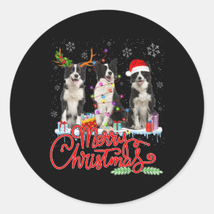 Adesivo Feliz Natal Fronteira de Collie Papais noeis Reind